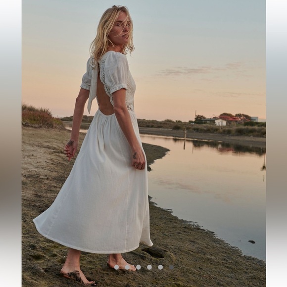 Free People All You Need Is Lace Midi Dress White Ivory Maxi Sundress Boho NWT - Picture 5 of 12
